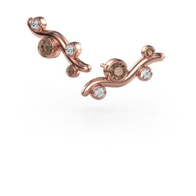 Clous d'oreilles Jin 585 or rose diamant brun 0.78 crt
