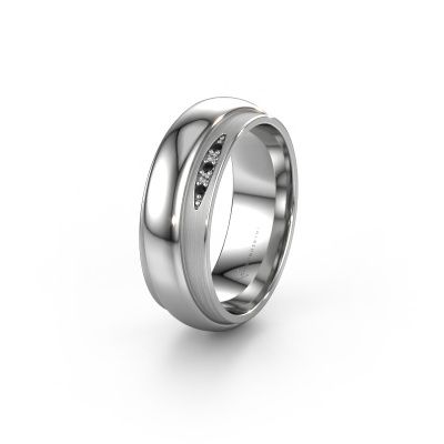 Trauring WH2038L 950 Platin Schwarz Diamant ±7x2.4 mm