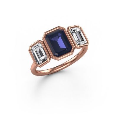 Engagement ring Lavon 3 EME 585 rose gold sapphire 8x6 mm