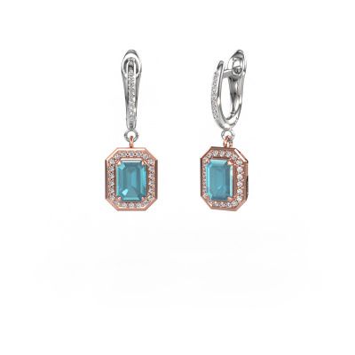 Drop earrings Dodie 2 585 rose gold blue topaz 6.5x4.5 mm