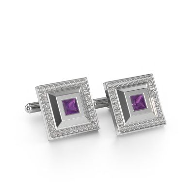 Cufflinks Joris 585 white gold amethyst 4 mm