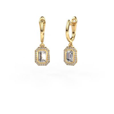 Drop earrings Noud EME 585 gold zirconia 6x4 mm