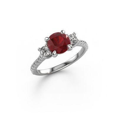 Engagement ring Jesica 585 white gold ruby 6.8 mm