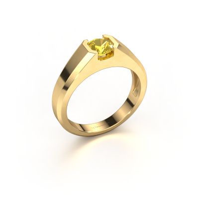 Heren ring Indigo 585 goud gele saffier 6 mm