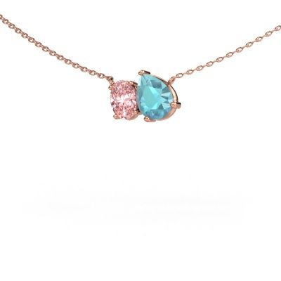Pendant Toi et Moi PER OVL 585 rose gold blue topaz 8x6 mm