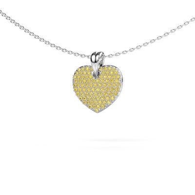 Necklace Heart 5 585 white gold yellow sapphire 0.8 mm