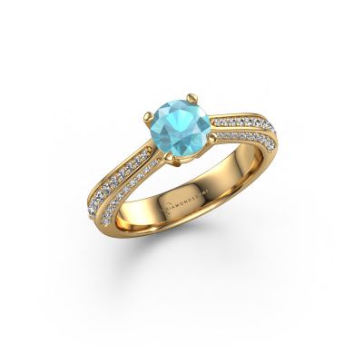 Verlobungsring Ruby rnd 585 Gold Blau Topas 5.7 mm