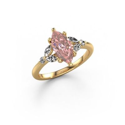 Engagement ring Megan MRQ 585 gold pink lab grown diamond 11x5.5 mm