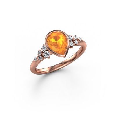 Bague de fiançailles Aliyah PER 585 or rose citrine 8x6 mm