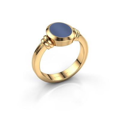 Pinky Ring Jake 1 585 Gold Blau Lagenstein 10x8 mm