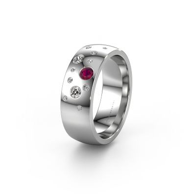 Wedding ring WH0141L26BP 585 white gold rhodolite ±0.28x0.08 in
