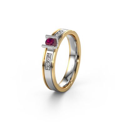 Wedding ring WH2108L14A 585 white gold rhodolite ±0.16x0.07 in