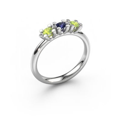 Ring Puk 2 585 witgoud saffier 3 mm