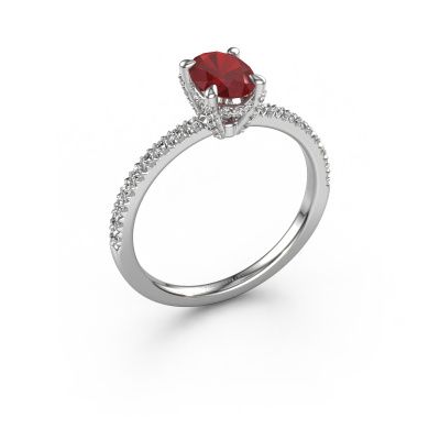 Engagement ring Saskia 1 OVL 585 white gold ruby 7x5 mm