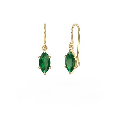 Drop earrings Laurie MRQ 1 585 gold emerald 10x5 mm