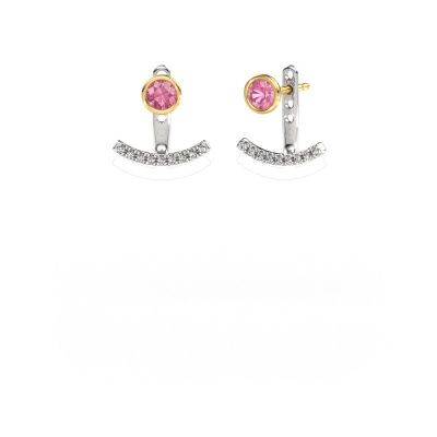 Boucles d'oreilles Rosetta 585 or blanc saphir rose 4 mm