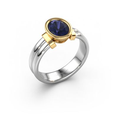 Ring Gerda 585 white gold sapphire 8x6 mm