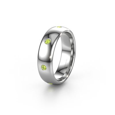 Wedding ring WH0105L36BP 585 white gold peridot ±0.24x0.08 in