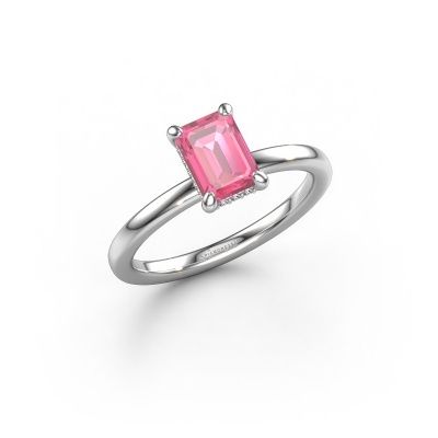 Engagement ring Simone EME 2 585 white gold pink sapphire 7x5 mm