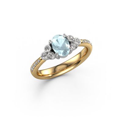 Engagement ring Lucy 2 585 gold aquamarine 7x5 mm