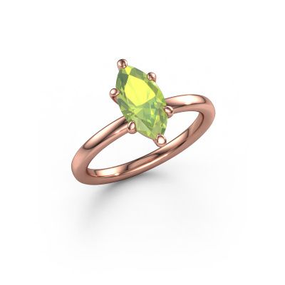Engagement ring Simone MRQ 1 585 rose gold peridot 11x5.5 mm