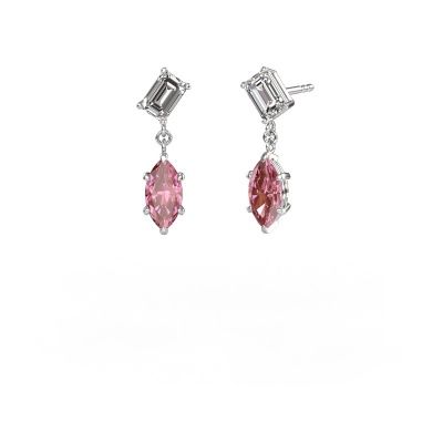 Pendants d'oreilles Toi et Moi EME MRQ 585 or blanc diamant 3.50 crt