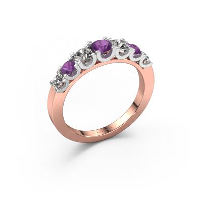 Ring Selina 3 585 rosé goud amethist 3.7 mm
