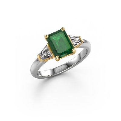 Engagement ring Kina EME 585 white gold emerald 8x6 mm