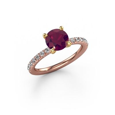 Bague de fiançailles Crystal RND 2 585 or rose rhodolite 7 mm