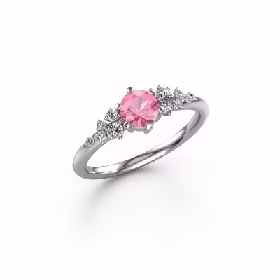 Bague de fiançailles Royce RND 950 platine saphir rose 5 mm