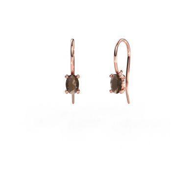 Pendants d'oreilles Cleo OVL 585 or rose quartz fumé 7x5 mm