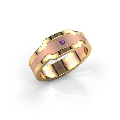 Heren ring Guido 585 rosé goud amethist 2 mm