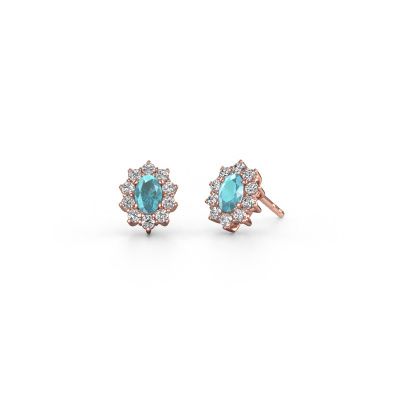 Boucles d'oreilles Leesa 585 or rose topaze bleue 6x4 mm