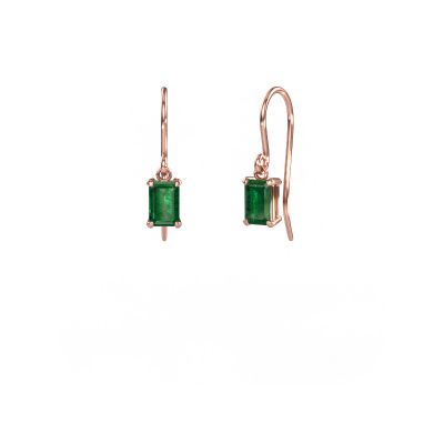Drop earrings Laurie EME 1 585 rose gold emerald 7x5 mm
