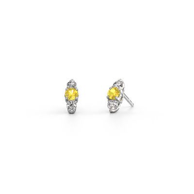 Earrings Amie 585 white gold yellow sapphire 4 mm
