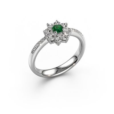 Engagement ring Camille 2 585 white gold emerald 3.4 mm