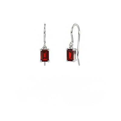 Pendants d'oreilles Laurie EME 1 950 platine grenat 7x5 mm