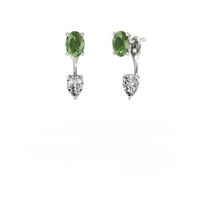 Drop earrings Kate OVL-PER 950 platinum tourmaline green 7x5 mm