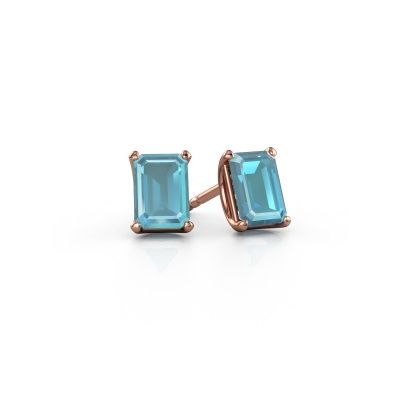 Clous d'oreilles Sam EME 585 or rose topaze bleue 7x5 mm