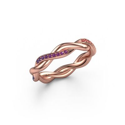 Stackable ring Swing half 585 rose gold Rainbow sapphire 1 1 mm