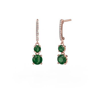 Oorhangers Tanja 2 585 rosé goud smaragd 4.2 mm