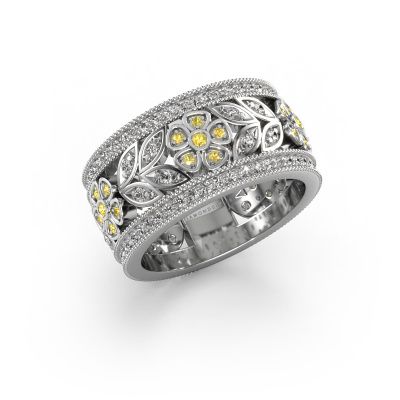 Bague Elanor 585 or blanc saphir jaune 1 mm