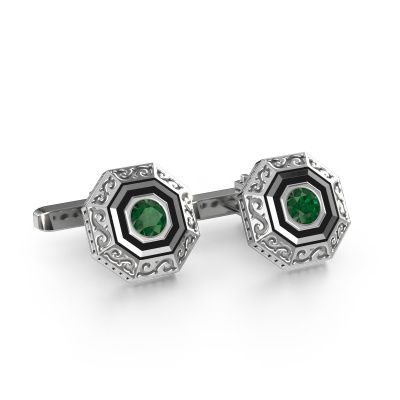 Cufflinks Dion 585 white gold emerald 5 mm