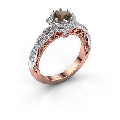 Engagement ring Lysanne 585 rose gold smokey quartz 6.5 mm