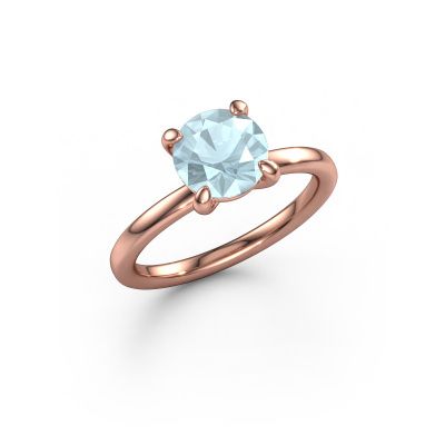 Verlovingsring Simone RND 1 585 rosé goud aquamarijn 7.3 mm