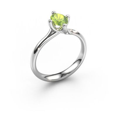 Verlobungsring Dewi Oval 585 Weißgold Peridot 7x5 mm