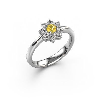 Engagement ring Camille 1 950 platinum yellow sapphire 3.4 mm
