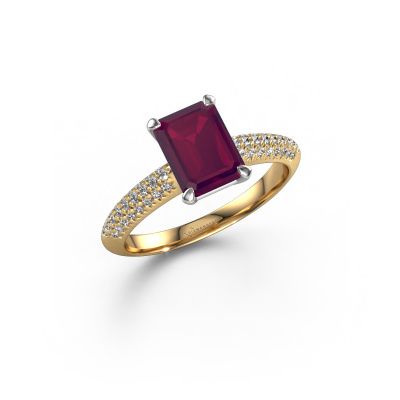 Verlobungsring Morane EME 585 Gold Rhodolit 8x6 mm