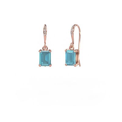 Drop earrings Laurie EME 2 585 rose gold blue topaz 7x5 mm