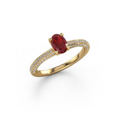 Engagement ring Elenore ovl 585 gold ruby 6.5x4.5 mm